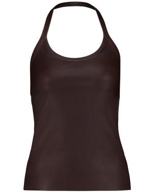 Stouls Cherry Leren Top Met Halternek - Zwart