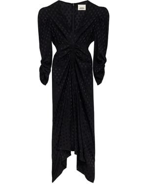 Isabel Marant Polka-Dot Pattern Puff-Sleeve Midi Dress - Black