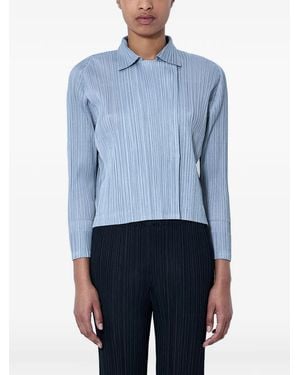 Pleats Please Issey Miyake Pleated Long-Sleeve Shirt - Blue