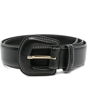 Maje Ceinture En Cuir À Coutures Contrastantes - Noir