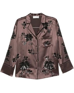 ERMANNO FIRENZE Sequin-embellished Shirt - ブラウン