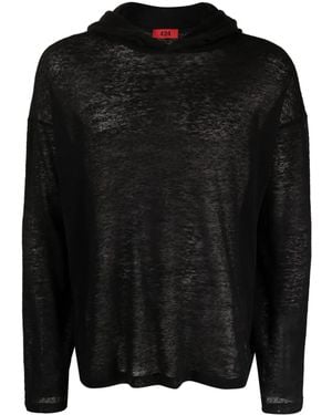 424 Mesh Long-Sleeve Hoodie - Black