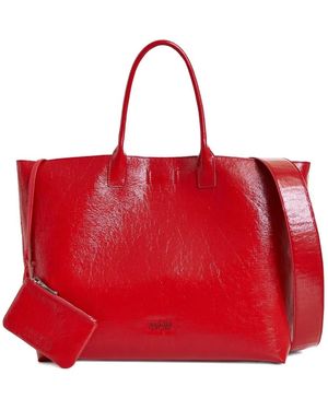 Essentiel Antwerp Large Logo-Plaque Tote Bag - Red