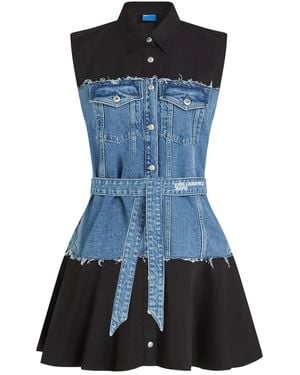 KARL LAGERFELD Denim-Panelled Sleeveless Mini Dress - Blue