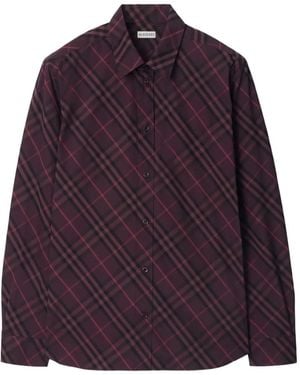 Burberry Check Cotton Shirt - Purple