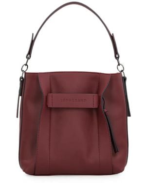 Longchamp S 3D Leather Tote Bag - Purple