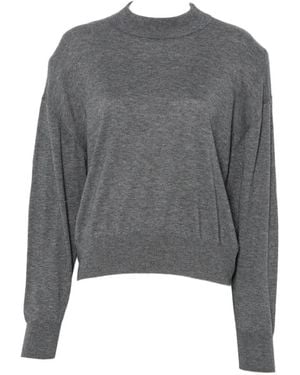Frankie Shop Rue Padded-Shoulder High-Neck Sweater - Gray