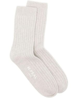 N.Peal Cashmere House Socks - White