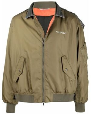 Valentino Garavani Logo-Print Bomber Jacket - Green