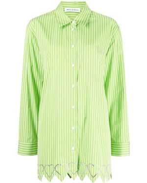 Mach & Mach Heart-Motif Striped Shirt - Green