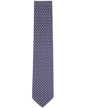 Brioni Geometric-Print Tie - Blue