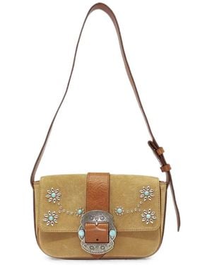 HTC Dolly Studded Suede Shoulder Bag - White