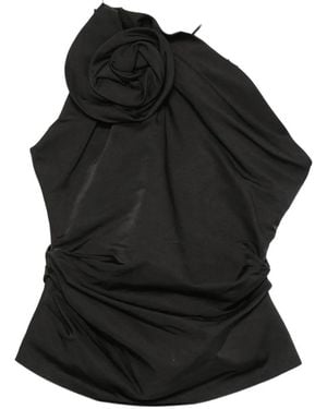 Magda Butrym Floral-Appliqué Draped Top - Blue