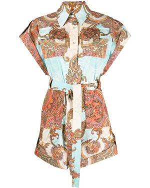 Forte Patterned-Jacquard Cotton Playsuit - White