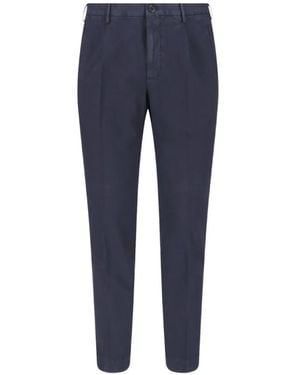 Incotex Pleated Tapered Trousers - Blue