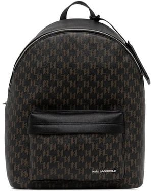 Karl Lagerfeld Monogram-pattern zip backpack - Negro