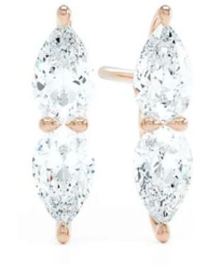 LOEV 18Kt Recycled Rose The Double Pear Diamond Earrings - White