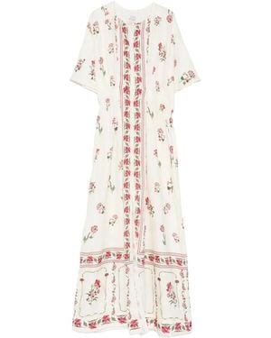 Agua Bendita Robe Longue Gesto Quebrada À Fleurs - Blanc