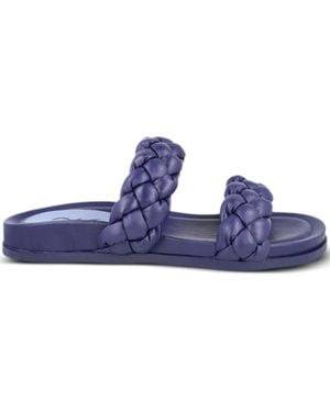 Blue Bird Shoes Braided Leather Slides - Blue
