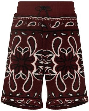 Amiri Bandana Print Fleece Track Shorts - Purple