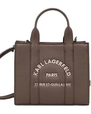 KARL LAGERFELD Mini Rue St-Guillaume Logo-Embroidered Tote Bag - Brown