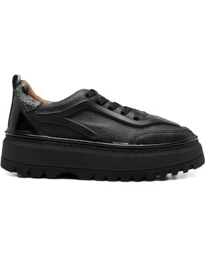 SERGIO MORETTI FIRENZE Pebbled Platform Trainers - Black