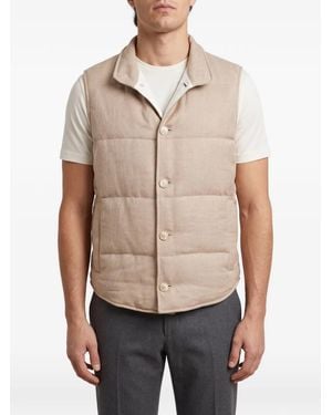 Brunello Cucinelli Padded Button-Down Vest - Natural