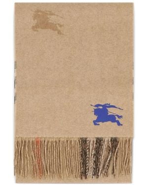 Burberry Knight-logo Fringe Scarf - Natural