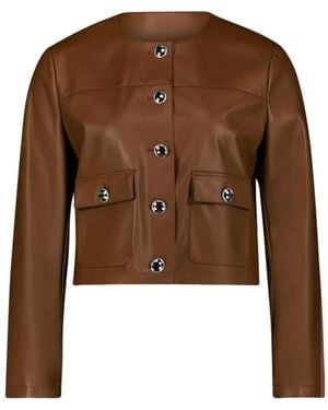 Betty Barclay Button-Up Collarless Jacket - Brown