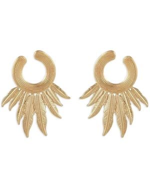 Gas Bijoux Orecchini A Cerchio Caracara Con Piume - Metallizzato