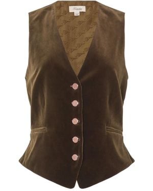 Temperley London Velvet Button Waistcoat - Brown