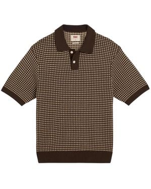 Levi's Houndstooth-Pattern Polo Shirt - Brown