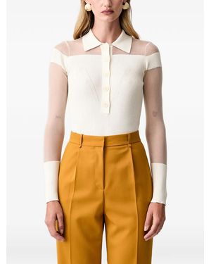 Patrizia Pepe Sheer-Panel Knitted Bodysuit - White