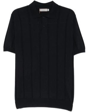 Canali Ribbed-Knit Short-Sleeve Polo Shirt - Black