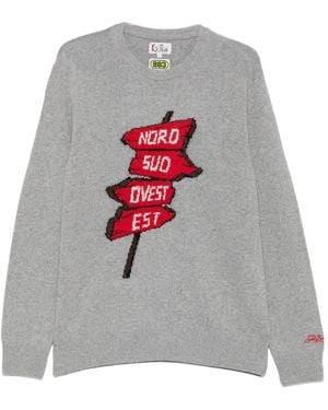 MC2 Saint Barth Heron Intarsia-Knit Crew-Neck Sweater - Gray