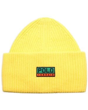 Polo Ralph Lauren Logo-Patch Beanie Hat - Yellow