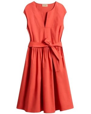 Woolrich Belted Cotton-Poplin Dress - Red