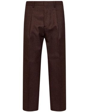 Costumein Vincent Check-Pattern Pleated Trousers - Brown