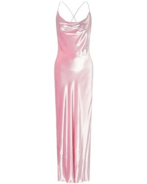 Alberta Ferretti Cowl-Neck Cross-Strap Dress - Pink