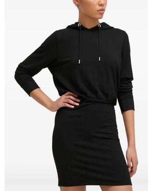 DKNY Hooded Long-Sleeve Mini Dress - Black