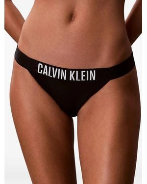 Calvin Klein Logo-Waistband Bikini Bottoms - Black