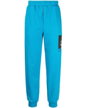 Helmut Lang Photographic-Print Cotton Track Trousers - Blue