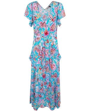 RIXO London Kleid Mit V-Ausschnitt - Blau