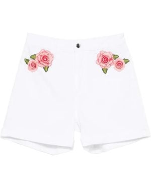 Blugirl Blumarine Floral-Patch Shorts - White
