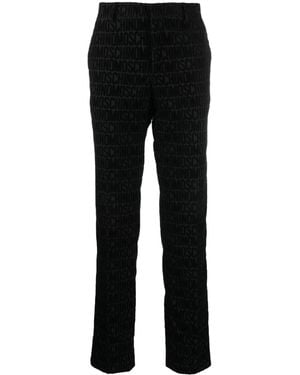 Moschino Flocked-Logo Straight-Leg Trousers - Black