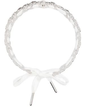 ShuShu/Tong Collar Con Ribete De Encaje Y Lazo De X Yvmin - Blanco
