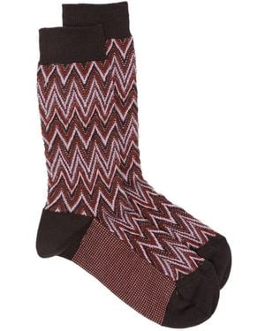 Missoni Zigzag-Knit Cotton Socks - Red
