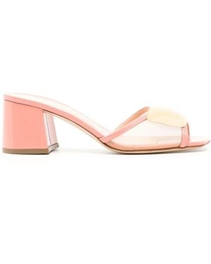 Rupert Sanderson Rounded-Plaque Mid-Heel Sandals - Pink