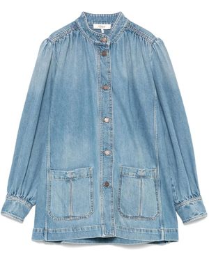 Chloé Geraffte Jeansjacke - Blau