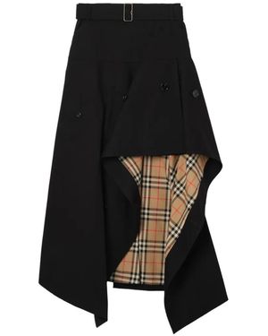 Burberry Gabardine Asymmetrische Rok - Zwart